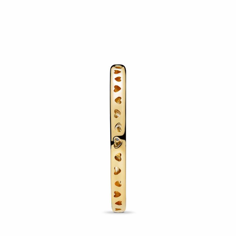 Pandora Shine™ Signature Hearts Stackable Ring NZ, 18ct Gold Plated (348167-ELN)